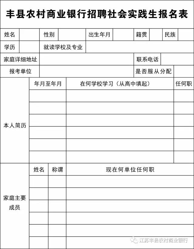 2017年豐縣農商銀行寒假大學生社會實踐招聘公告